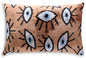 Handmade Ikat Velvet Throw Pillow with insert  16x24 in – Silk Brown White Modern Eye