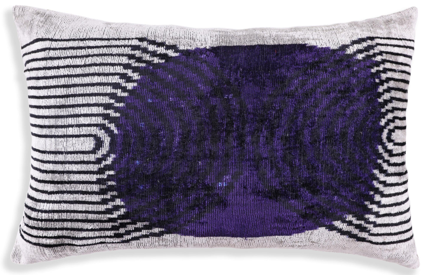 Luxury Purple Silk Velvet Throw Pillow 16x24 – Handmade Modern Geometric Lumbar
