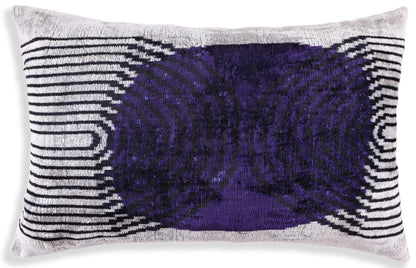Luxury Purple Silk Velvet Throw Pillow 16x24 – Handmade Modern Geometric Lumbar