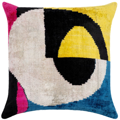 Canvello Abstract Multicolor Silk Velvet Pillow – 20x20 Handmade Modern Art Cushion