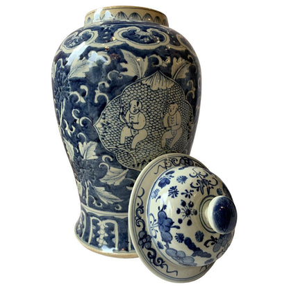 Canvello Contemporary Extra Large Chinese Blue and White Ginger Jar