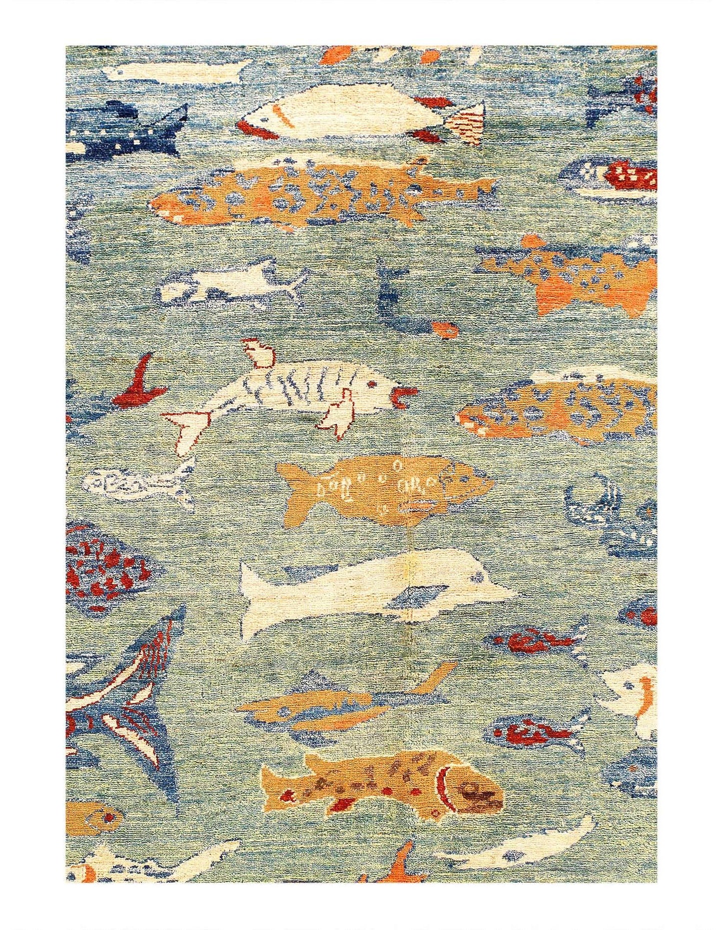 Canvello Fine hand Knotted Gabbeh Fish Design - 6'9" X 9'