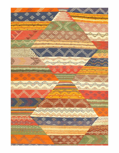 Canvello Fine Hand woven Flat Weave vintage Moroccan 4'11'' X 8'8''