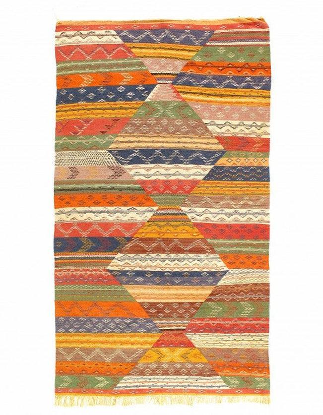 Canvello Fine Hand woven Flat Weave vintage Moroccan 4'11'' X 8'8''
