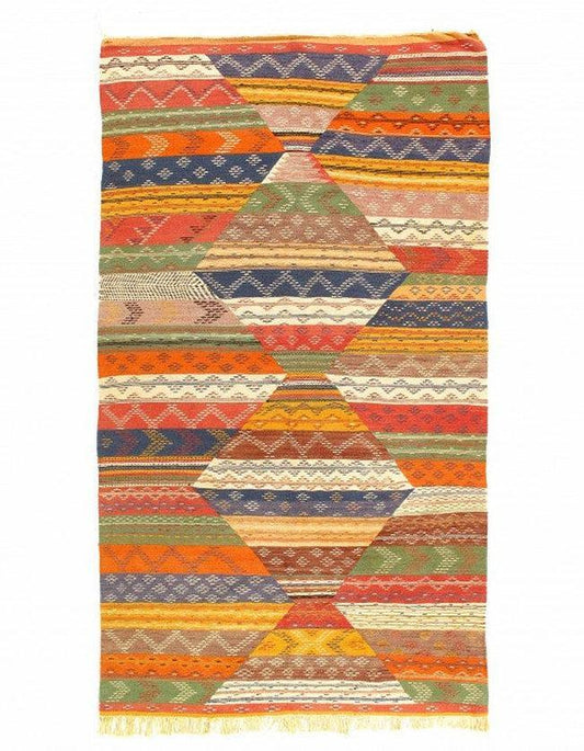 Canvello Fine Hand woven Flat Weave vintage Moroccan 4'11'' X 8'8''