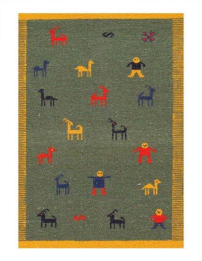 Canvello Flat Weave hand Knotted Sumak Rug - 6'2'' X 9'1''