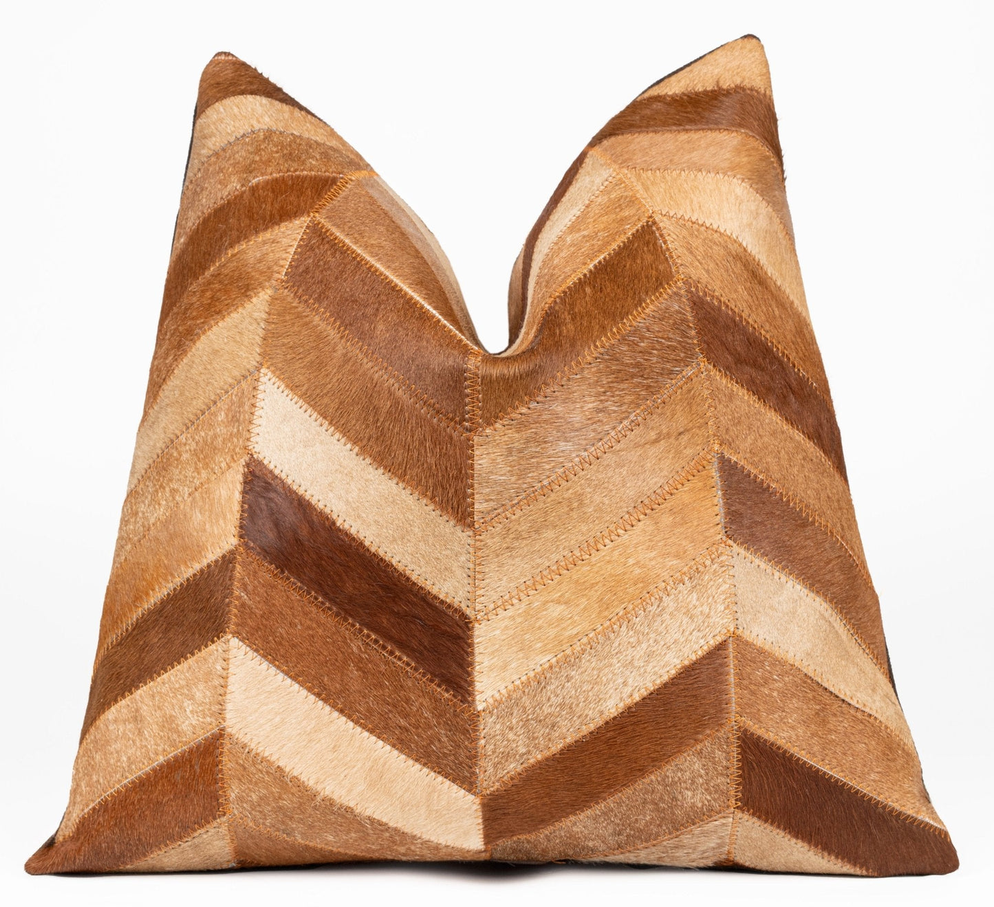 Canvello Genuine Cowhide Leather Decorative Throw Pillows - Handmade Patchwork Boho Accent Pillows For Sofa, Couch, Bed, Chair - Western Southwestern Farmhouse Pillow Covers With Feather Down Insert Included