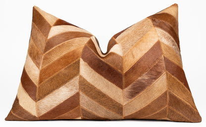 Canvello Genuine Cowhide Leather Decorative Throw Pillows - Handmade Patchwork Boho Accent Pillows For Sofa, Couch, Bed, Chair - Western Southwestern Farmhouse Pillow Covers With Feather Down Insert Included