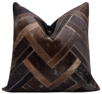 Canvello Genuine Cowhide Leather Decorative Throw Pillows - Handmade Patchwork Boho Accent Pillows For Sofa, Couch, Bed, Chair - Western Southwestern Farmhouse Pillow Covers With Feather Down Insert Included)