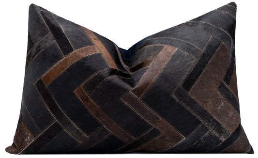 Canvello Genuine Cowhide Leather Decorative Throw Pillows - Handmade Patchwork Boho Accent Pillows For Sofa, Couch, Bed, Chair - Western Southwestern Farmhouse Pillow Covers With Feather Down Insert Included)