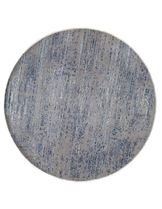 Canvello Gray Erased round Modern Rug - 8' X 8'