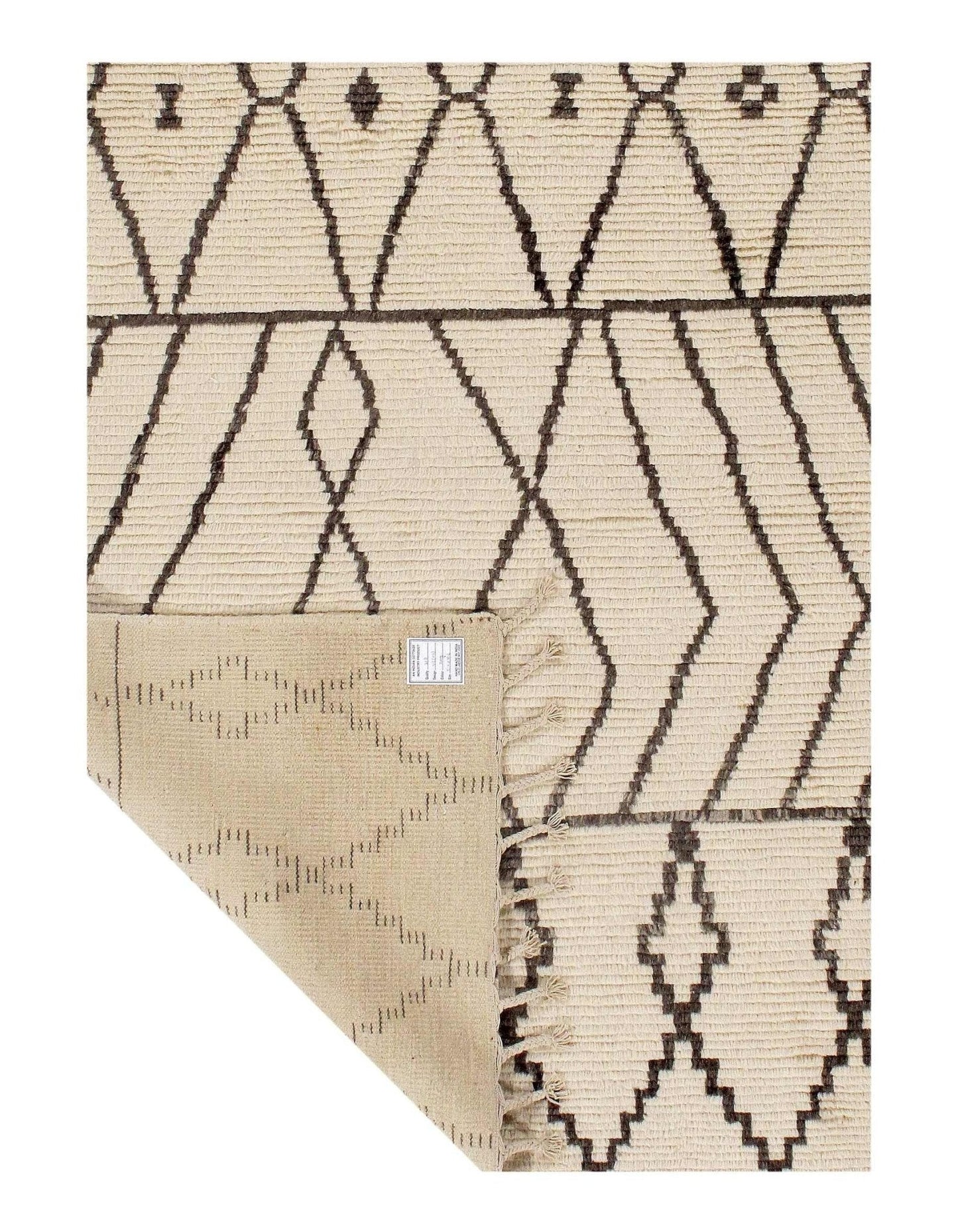 Canvello Handmade Modern Fine Hand Knotted Ivory Moroccan Wool Rug for Living Room - 5'5'' X 7'6''