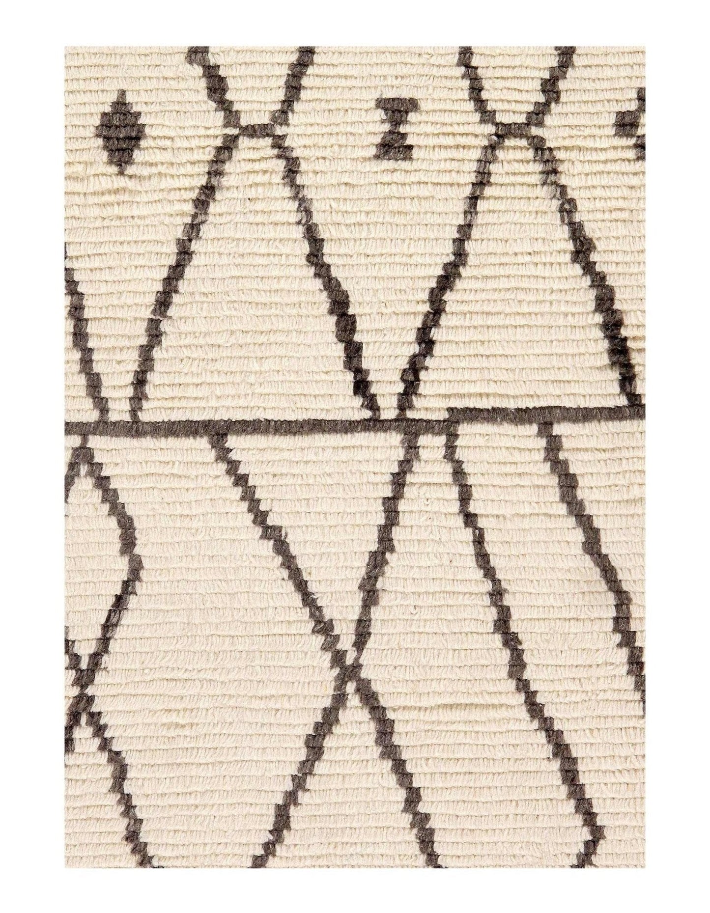 Canvello Handmade Modern Fine Hand Knotted Ivory Moroccan Wool Rug for Living Room - 5'5'' X 7'6''