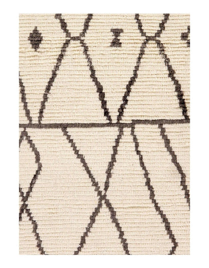 Canvello Handmade Modern Fine Hand Knotted Ivory Moroccan Wool Rug for Living Room - 5'5'' X 7'6''