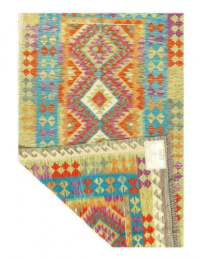 Canvello Kilim Handspun flat weave Wool Rug 3'11'' X 6'11''
