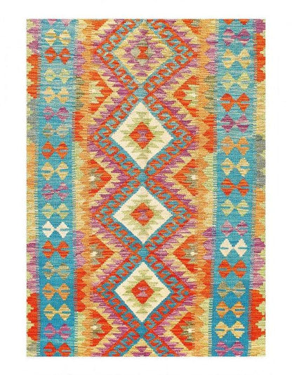 Canvello Kilim Handspun flat weave Wool Rug 3'11'' X 6'11''