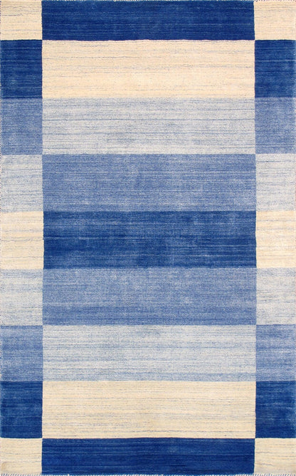 Canvello Modern Hand-Loomed Silk & Wool Charcoal Area Rug- 5' X 7'