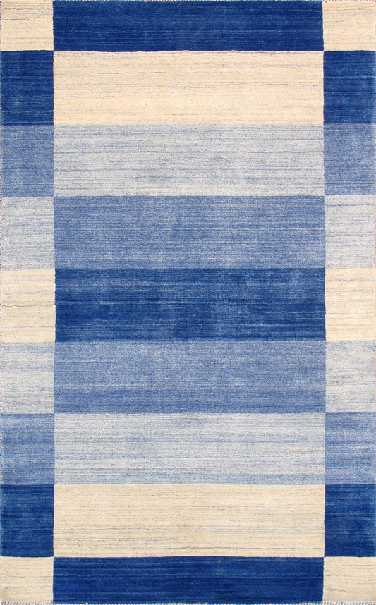 Canvello Modern Hand-Loomed Silk & Wool Charcoal Area Rug- 5' X 7'