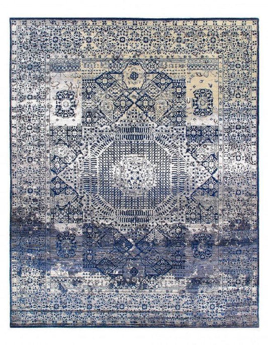Canvello Navy Blue Hand Knotted Mamluk Design8' x 10.2