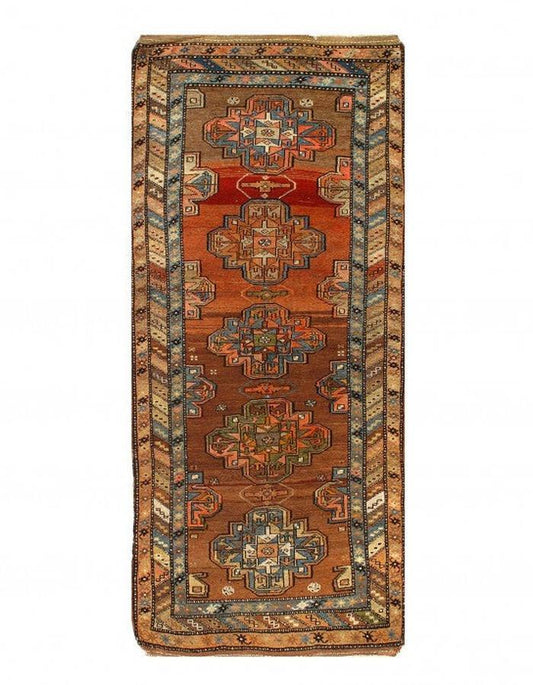 Canvello Rust Fine hand Knotted Azarbijan Kazak Runner - 3'2'' X 8'2''