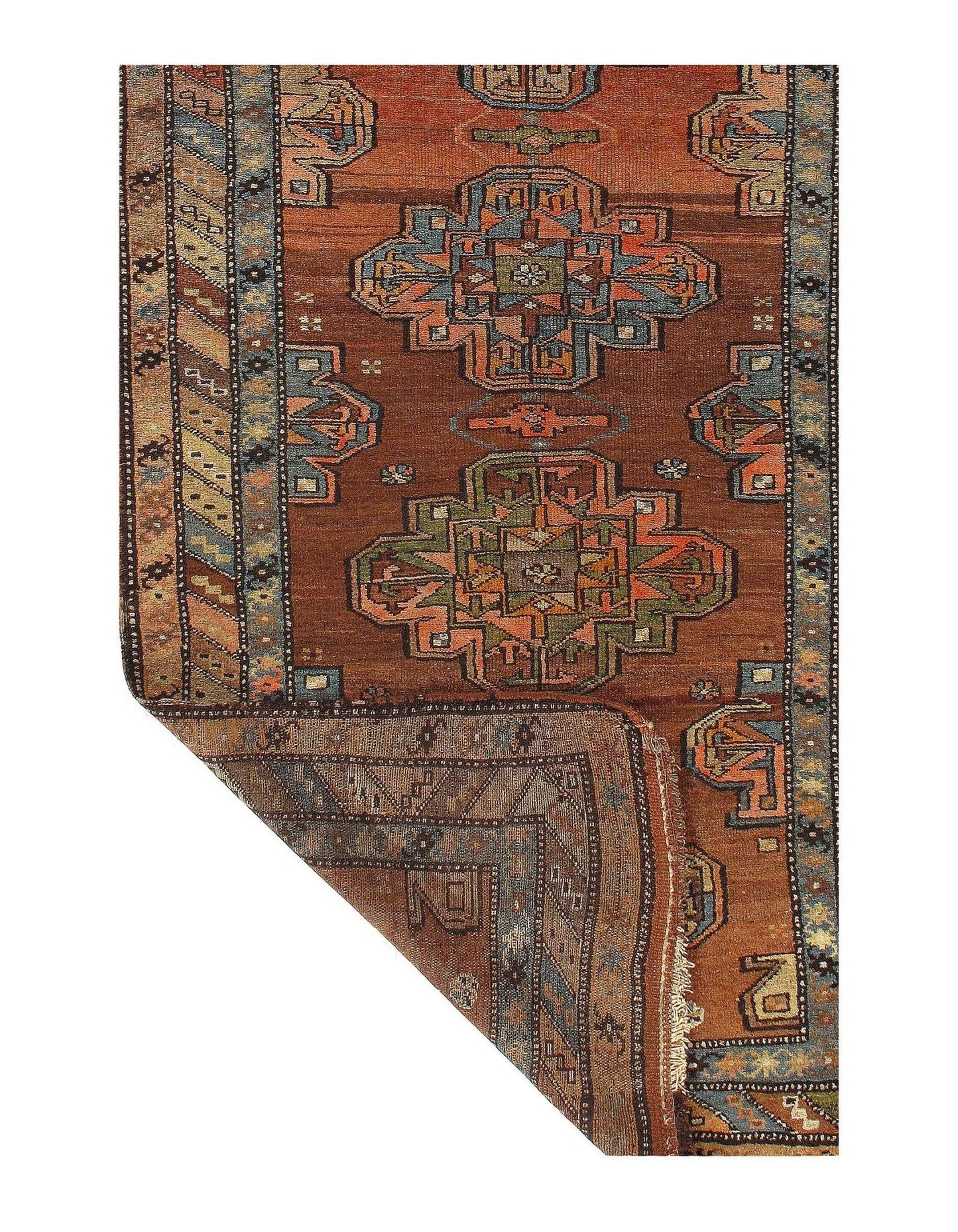 Canvello Rust Fine hand Knotted Azarbijan Kazak Runner - 3'2'' X 8'2''