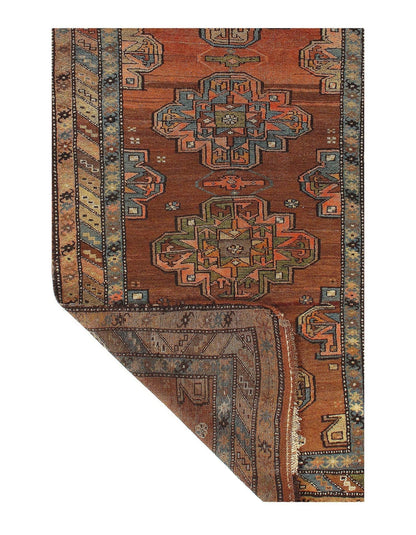 Canvello Rust Fine hand Knotted Azarbijan Kazak Runner - 3'2'' X 8'2''