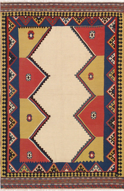 Canvello Vintage Anatolian Ivory Lamb's Wool Area Rug- 5'1" X 7'9"