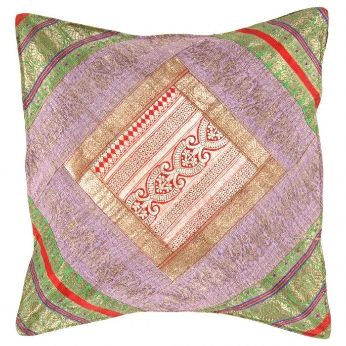 Canvello Vintage Design Sari Silk Square Pillow - 16" X 16"