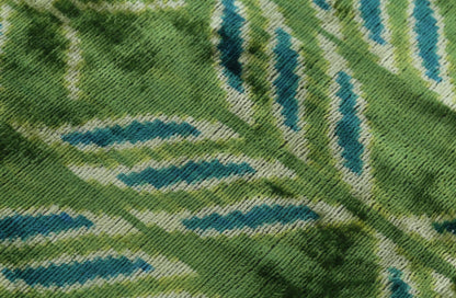 Handmade Velvet Throw Pillow with Green and Teal Ikat Design - High-Quality 20x20 Inch Decorative Accent with Premium Down Feather Insert